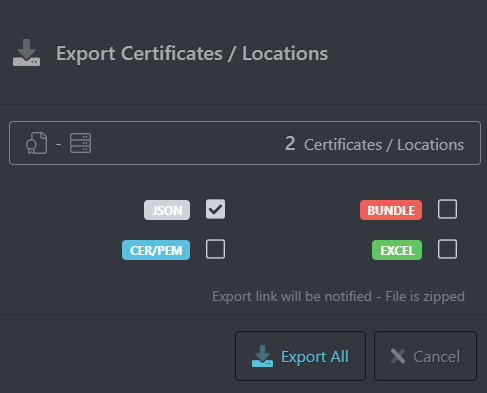 reBop Certificates Exports