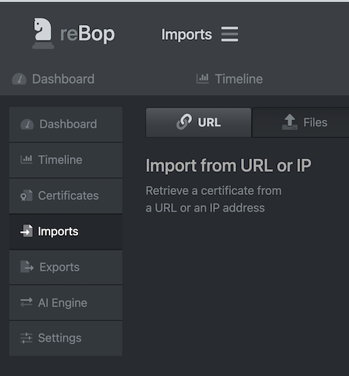 reBop Import Menu under URL Tab